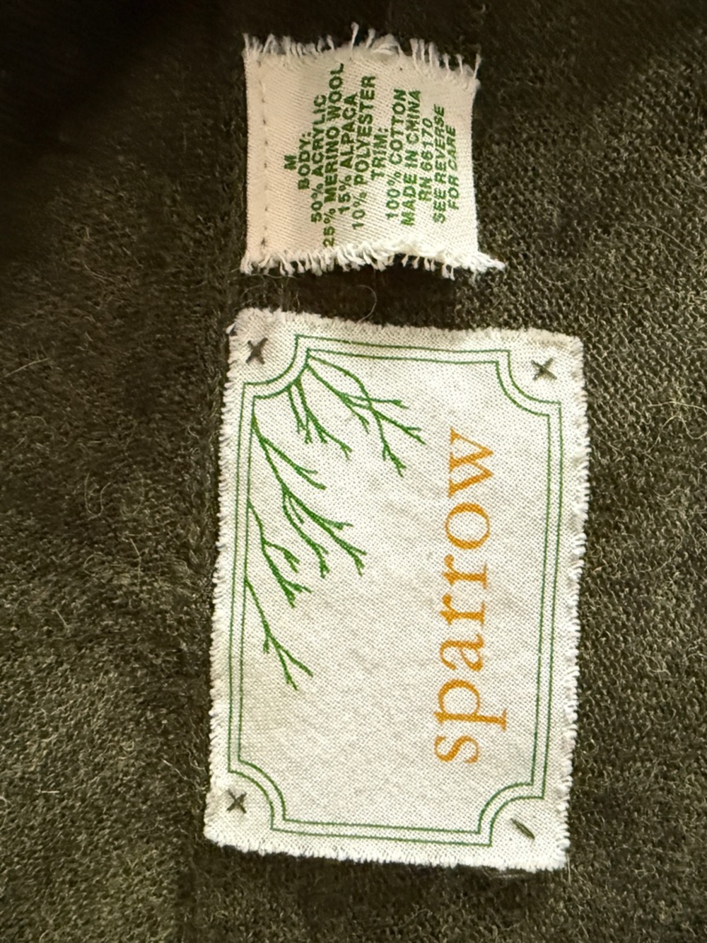 Sparrow (Anthropologie) Olive Lace-Trim Open Front Cardigan - Picture 6 of 6